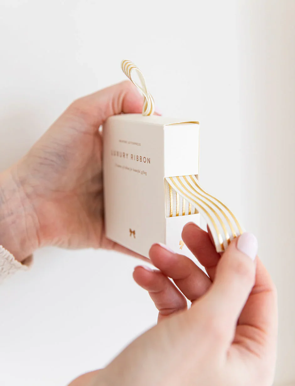 Bespoke Letterpress Gold Foil Striped Ribbon - Image 4