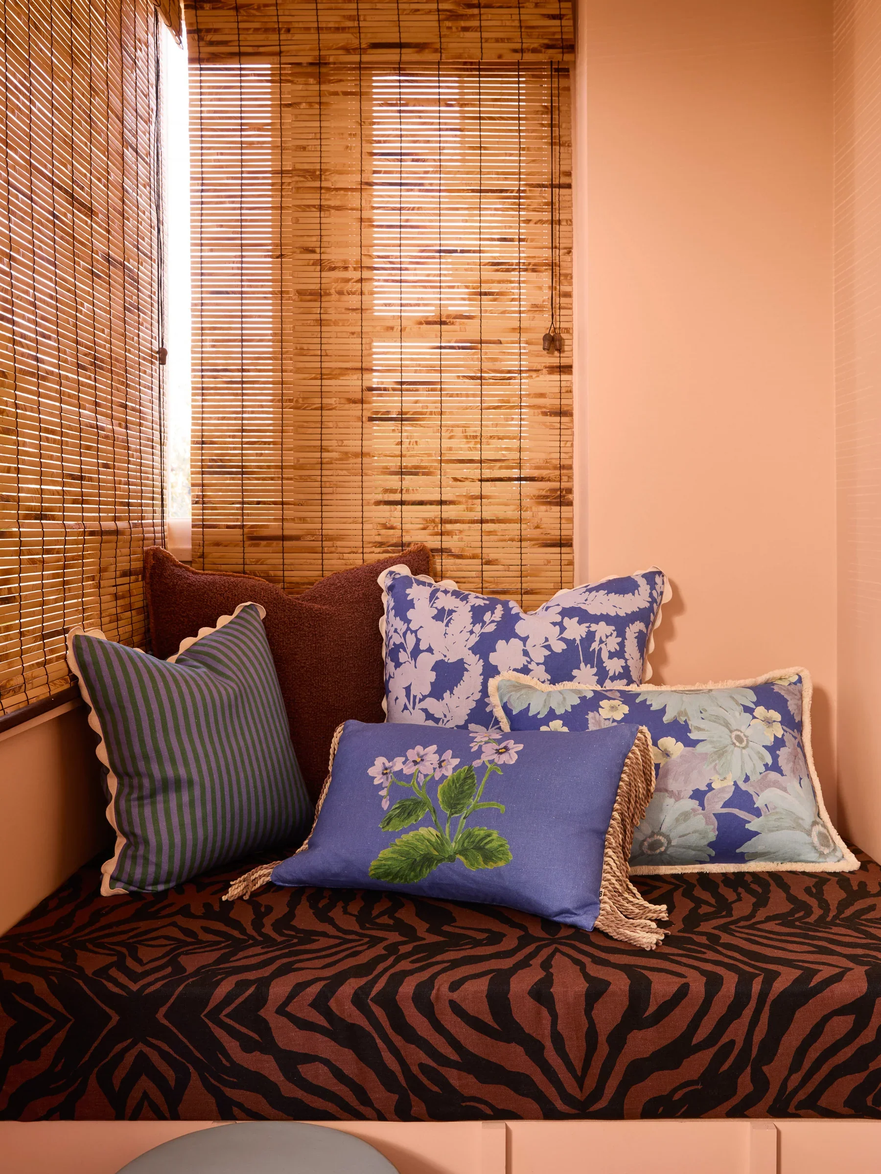 Bonnie & Neil Cottage Garden Blue Linen Cushion - Image 7