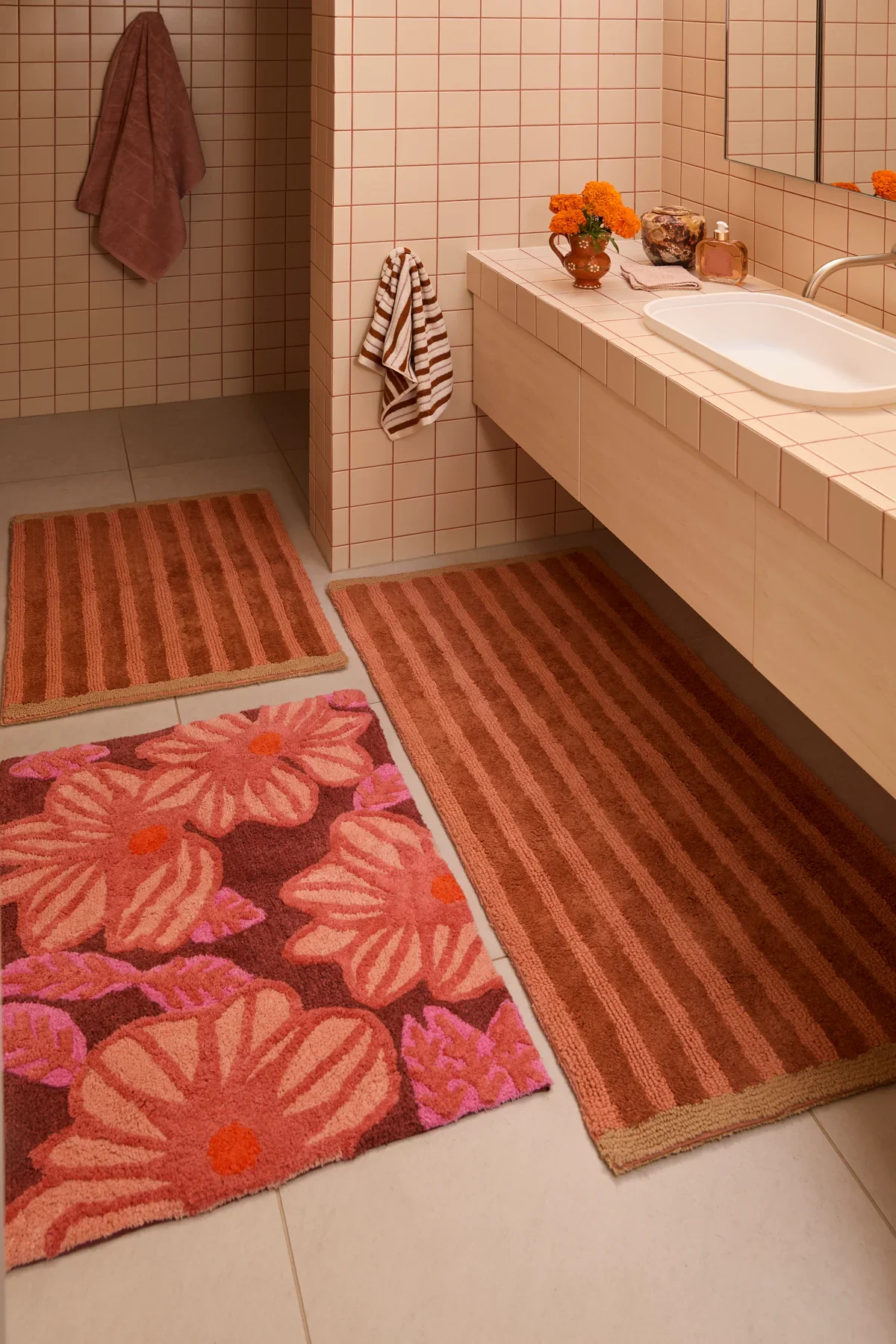 Bonnie & Neil Jardin Stripe Terracotta Bath Mat - Image 3