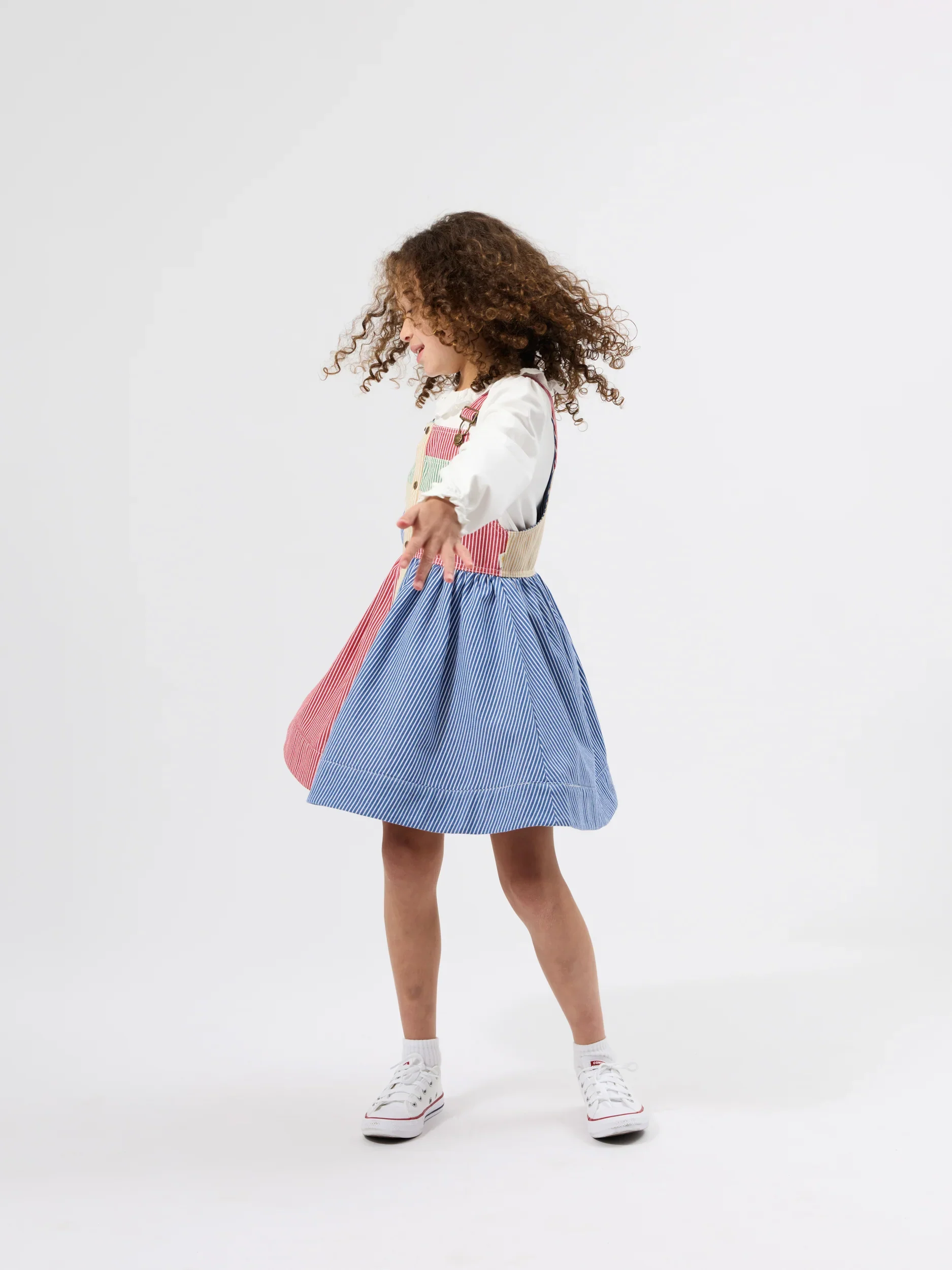 Goldie + Ace Patchwork Stripe Heidi Pinafore Dress - Image 7