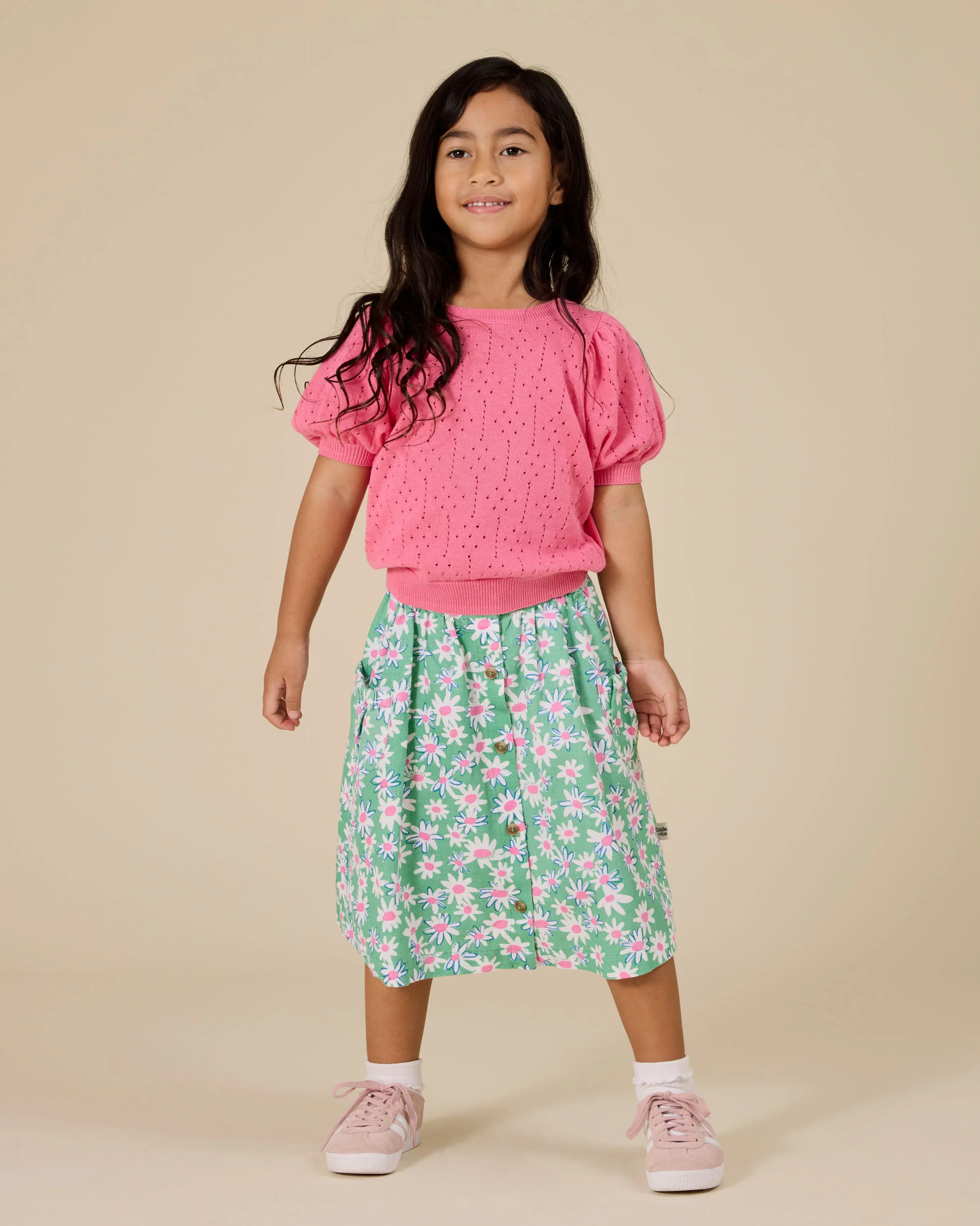Goldie + Ace Pointelle Puff Knit Top WAs $75
