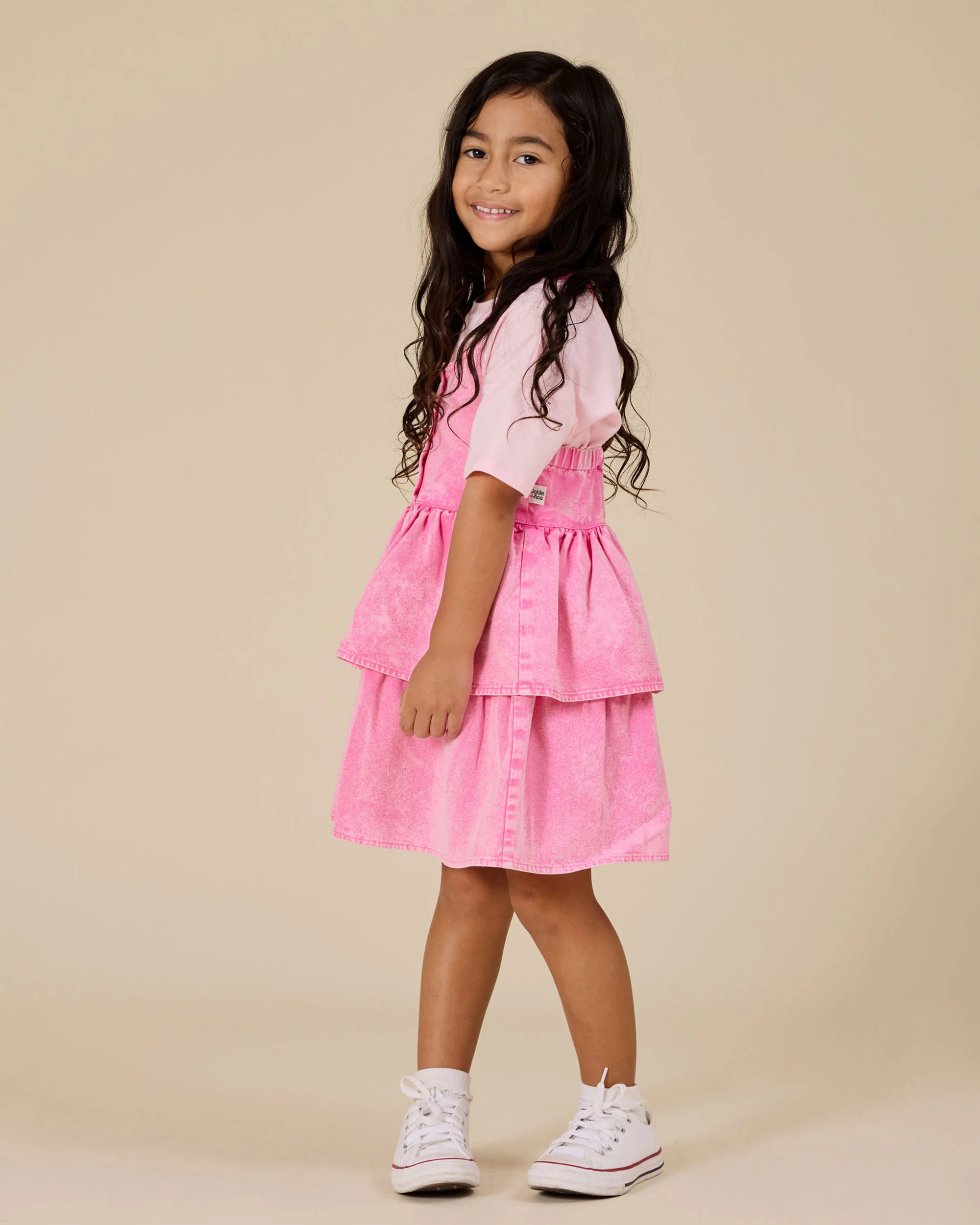 Goldie + Ace Saskia Denim Frill Pinafore Dress WAS $70