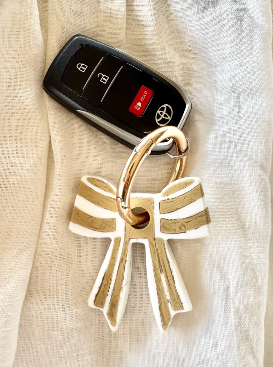 Greenwood Designs Stripey Bow Resin Keyring - Image 3