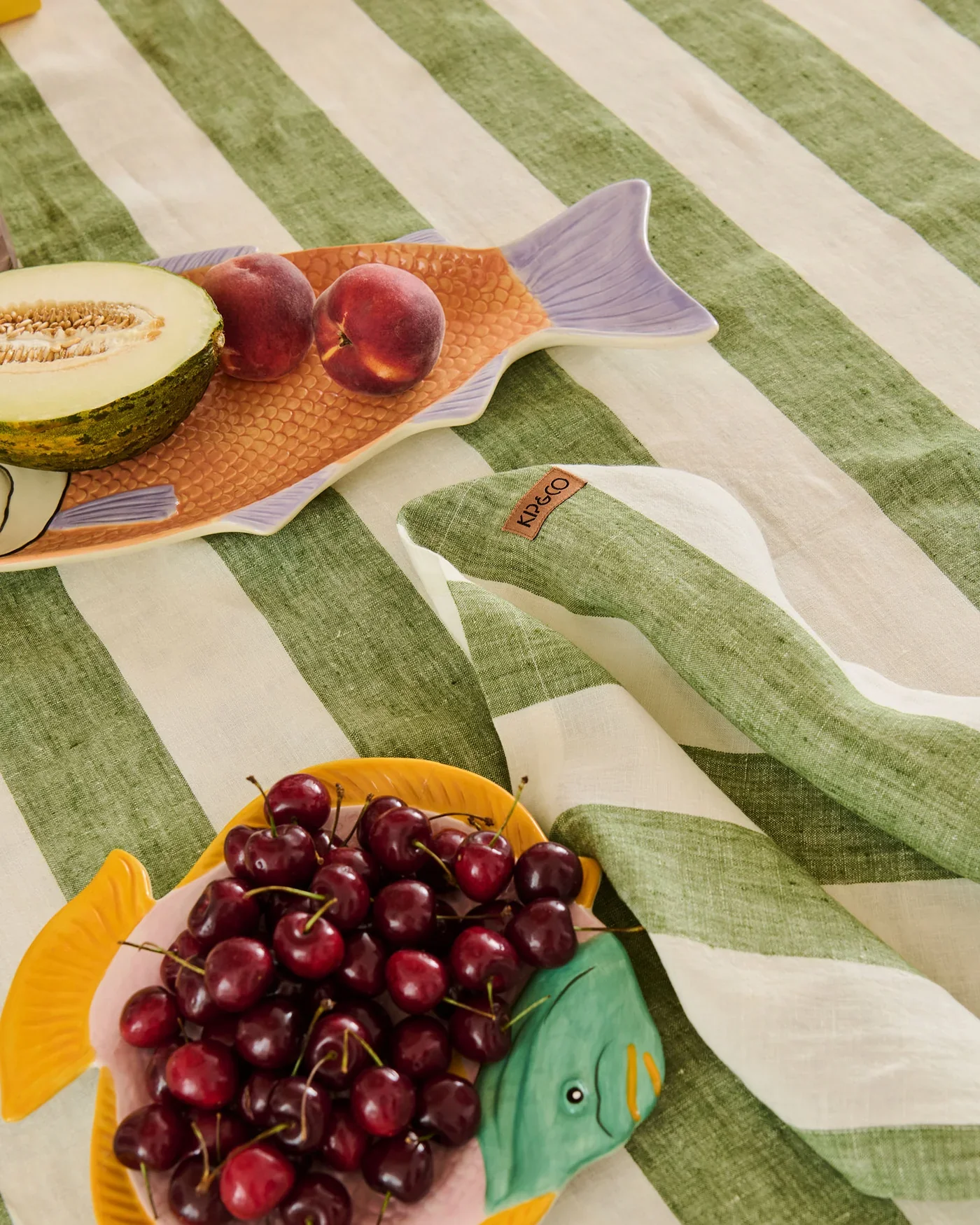 Kip & Co Moss Stripe Table Linen - Image 6