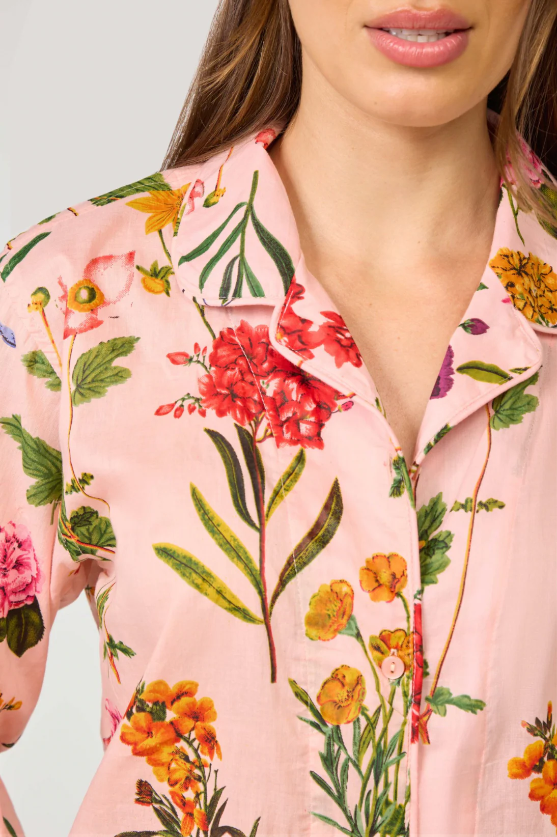 Long Sleeve and Pant Pink Floral PJ Set - Image 2