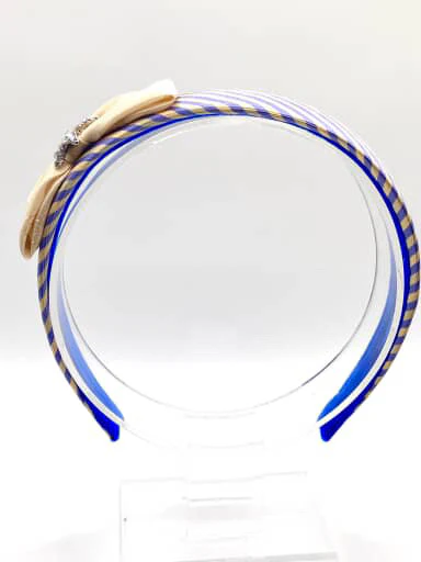Vintage Ferragamo & Gucci Blue Striped Headband - Image 3